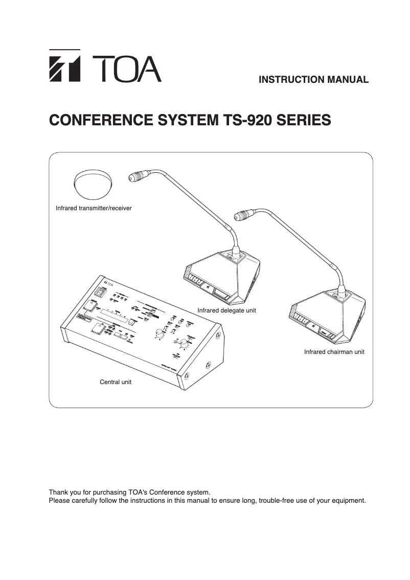 Page 1 de la notice Manuel utilisateur TOA TS-920RC