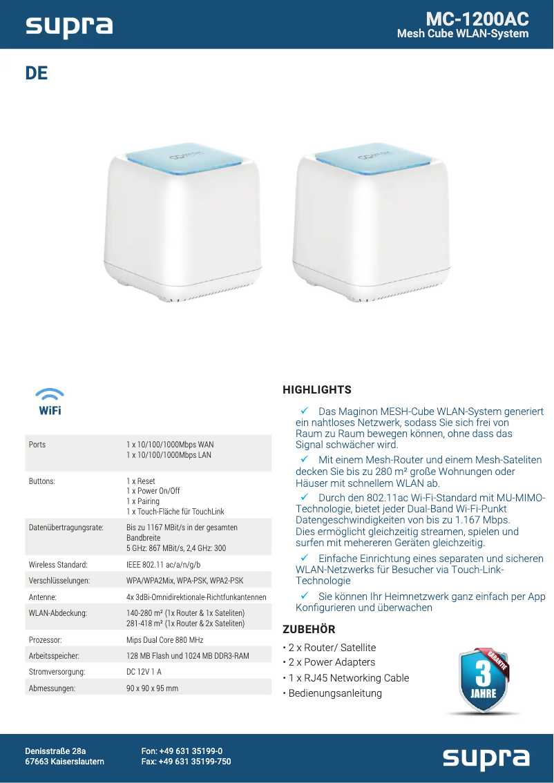 Page 1 of the manual User Manual Maginon MC-1200AC