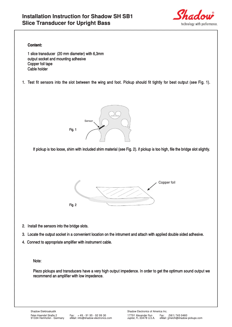 Page 1 de la notice Manuel utilisateur Shadow SH-SB1