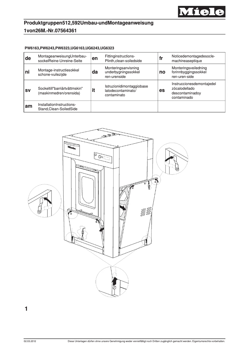 Page n°1 - Manuel utilisateur Miele UG 6323