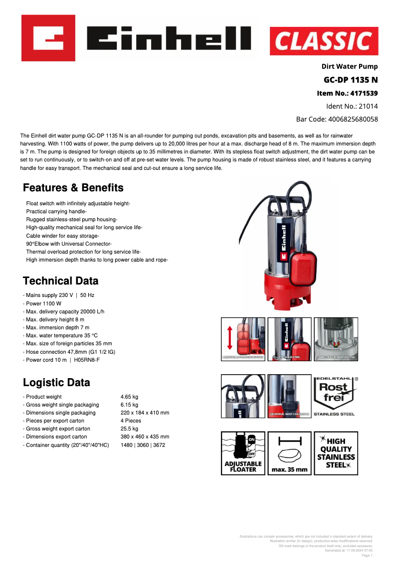 Image de la première page du manuel de l'appareil GC-DP 1135 N