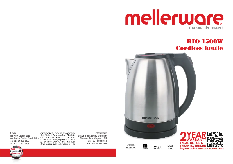 Page n°1 - Manuel utilisateur Mellerware Rio 22330