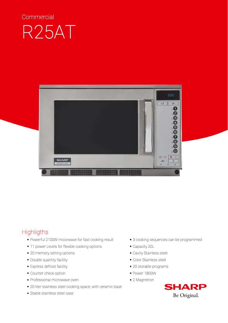 Page 1 de la notice Fiche technique Sharp R-25AT