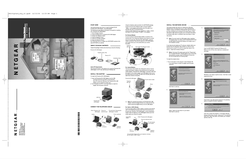 Page n°1 - Guide d'installation Netgear PA101