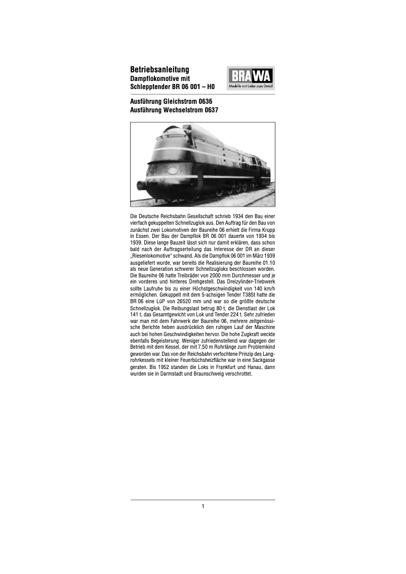 Image de la première page du manuel de l'appareil 0635 BR 06 001 (HO)