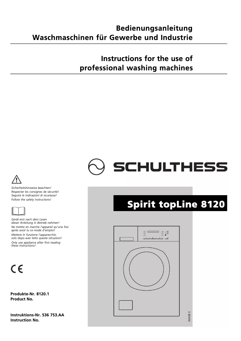 Page 1 de la notice Manuel utilisateur Schulthess Spirit TopLine 8120