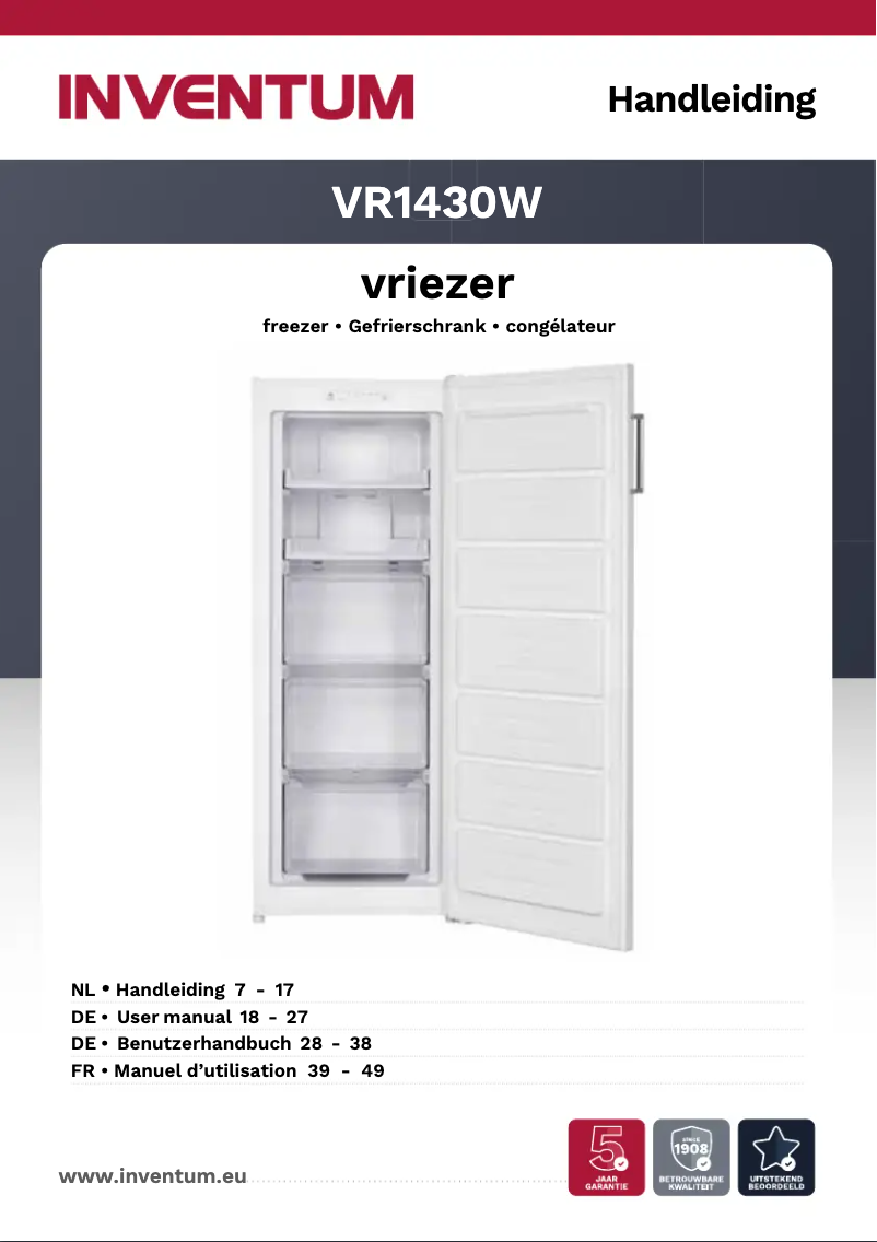 Page 1 de la notice Manuel utilisateur Inventum VR1430W