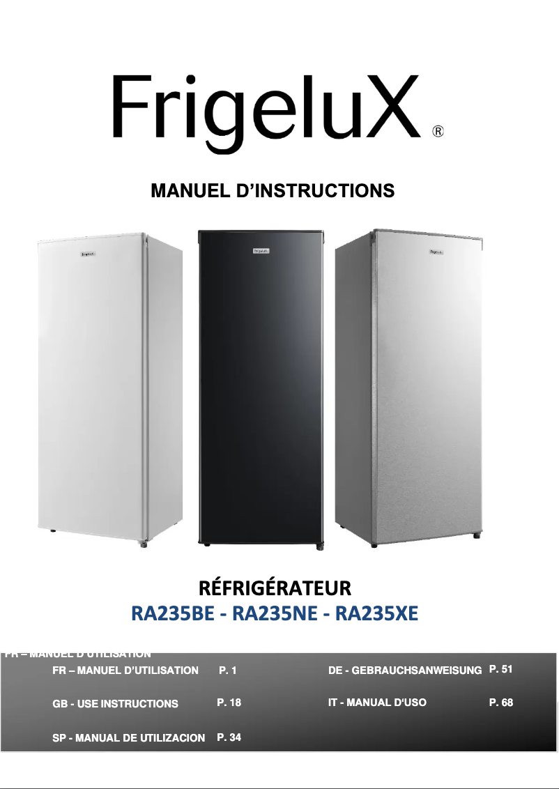 Image de la première page du manuel de l'appareil RA235NE