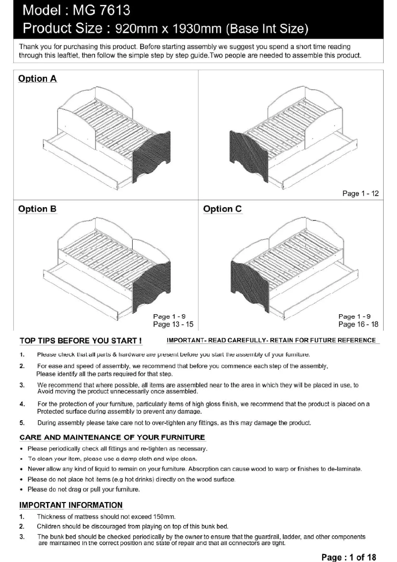 Page n°1 - Manuel utilisateur Flintshire Casey