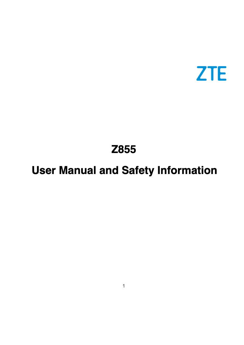 Page 1 de la notice Manuel utilisateur ZTE Z855