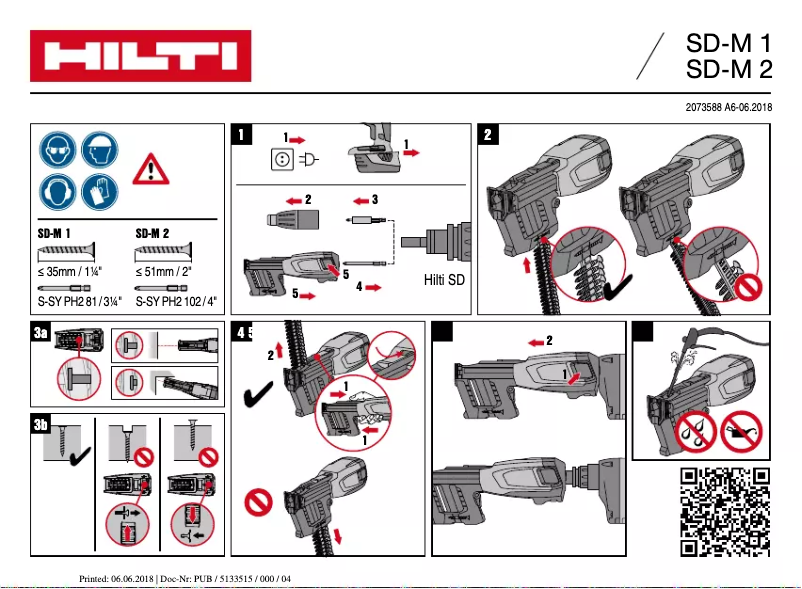 Page 1 de la notice Instructions / montage Hilti SD 4500