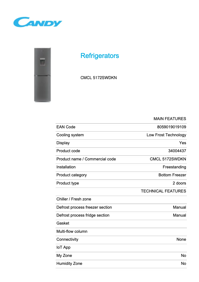 Image de la première page du manuel de l'appareil CMCL 5172SWDKN