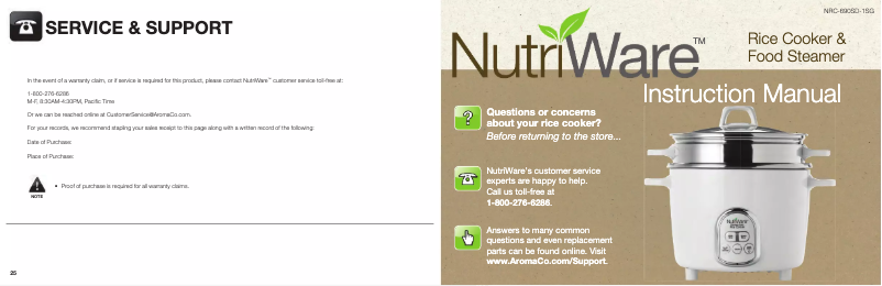 Page 1 de la notice Manuel utilisateur Aroma NutriWare NRC-690SD-1SG