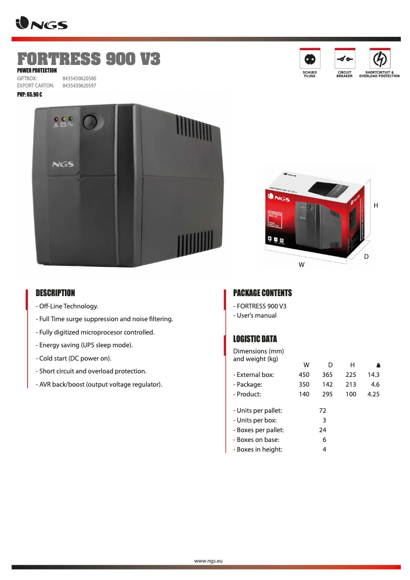 Page n°1 - Fiche technique NGS Fortress 900 V3