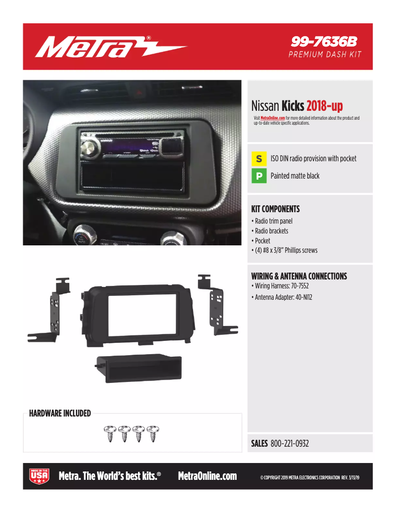 Page n°1 - Fiche technique Metra 99-7636B