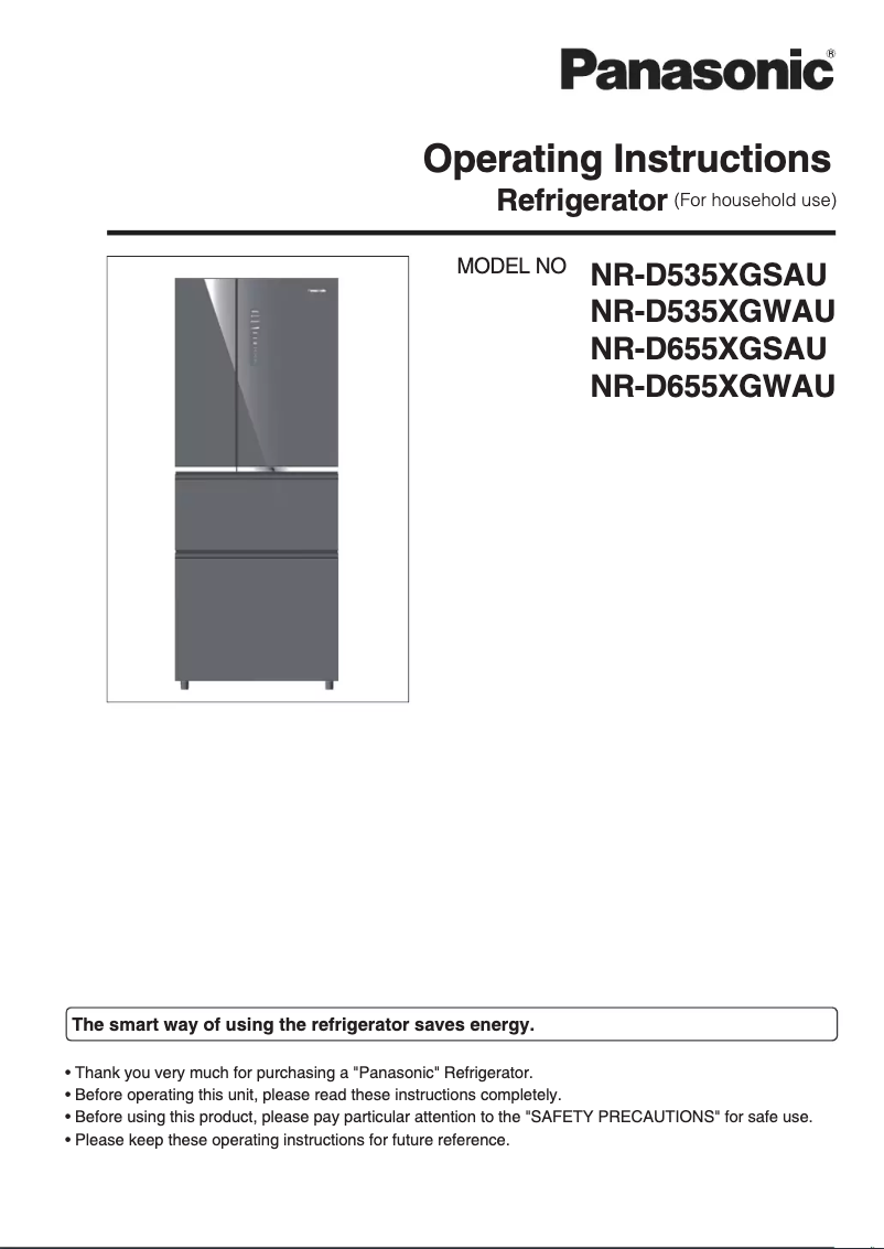 Page 1 de la notice Manuel utilisateur Panasonic NR-D655XGSAU