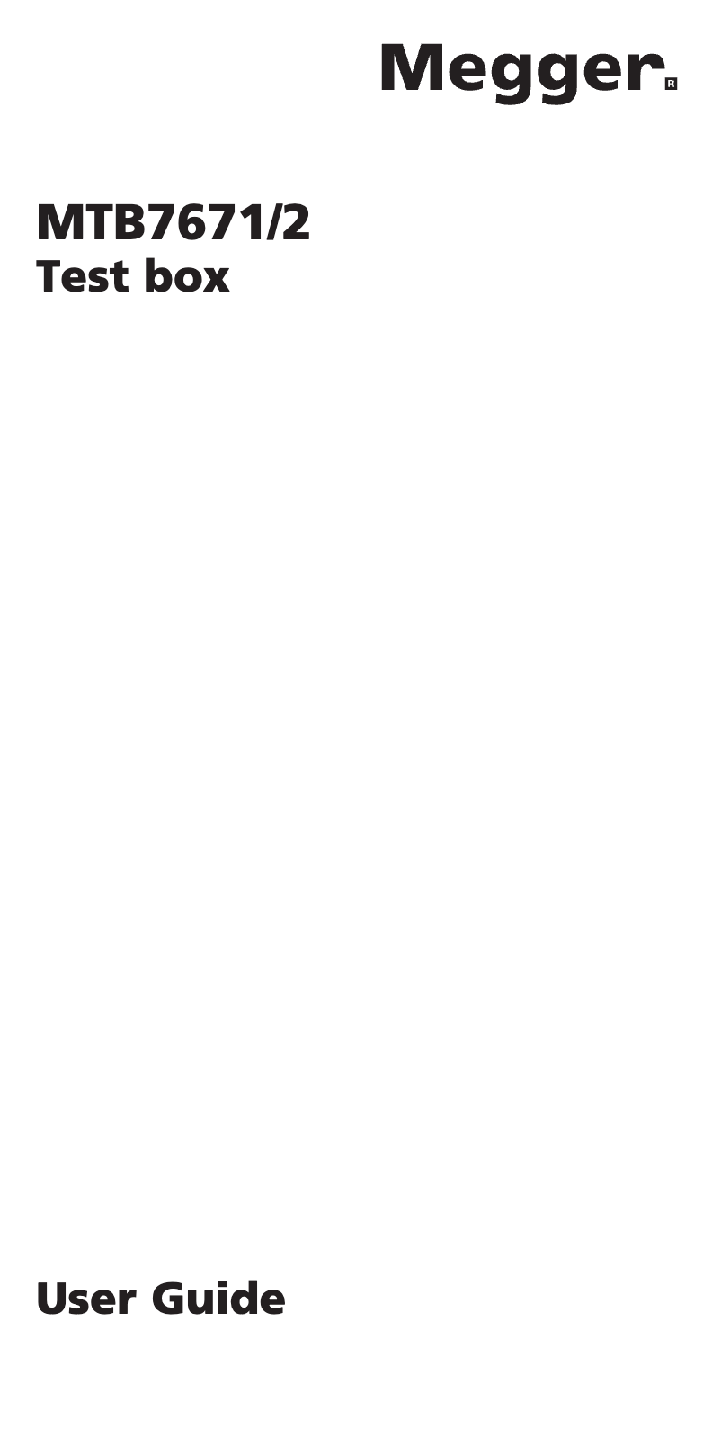Page 1 de la notice Manuel utilisateur Megger MTB7671/2