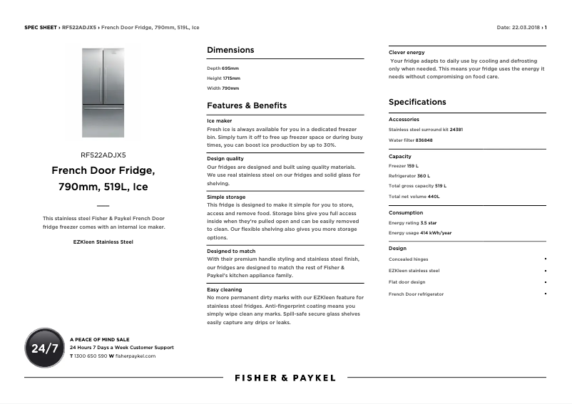 Image de la première page du manuel de l'appareil RF522ADJX5