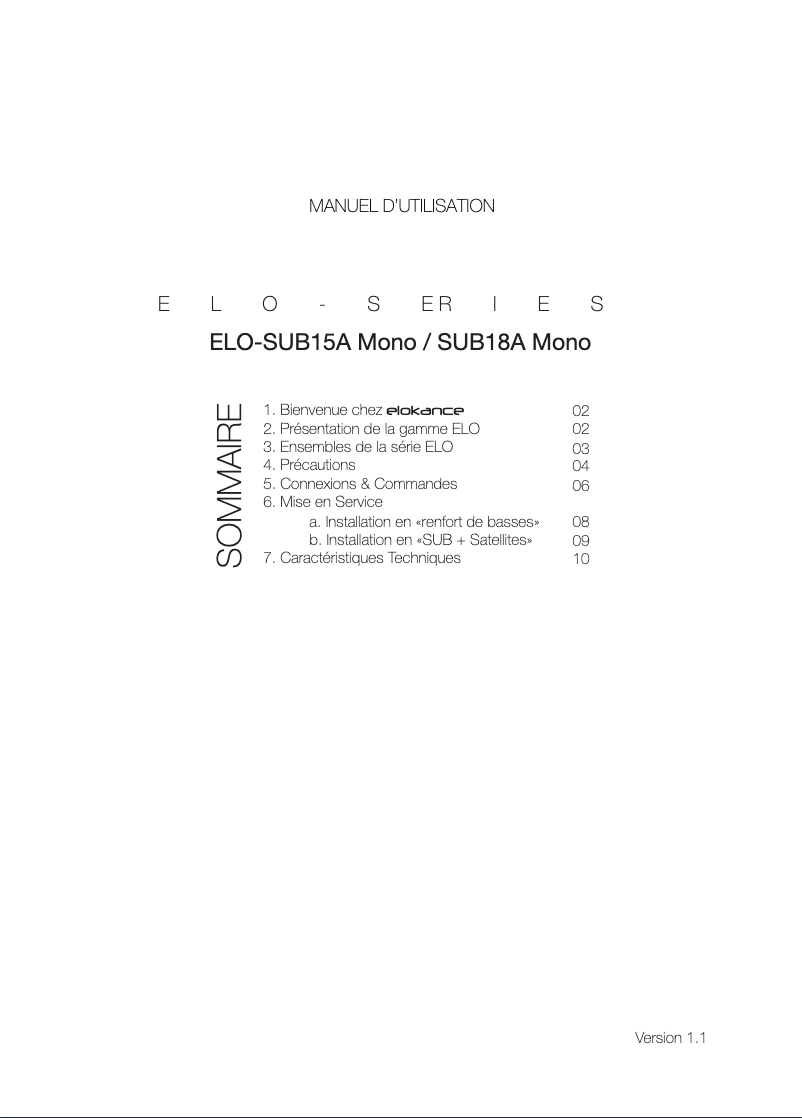 Imagen de la primera página del manual del dispositivo Elo-Sub18A Mono