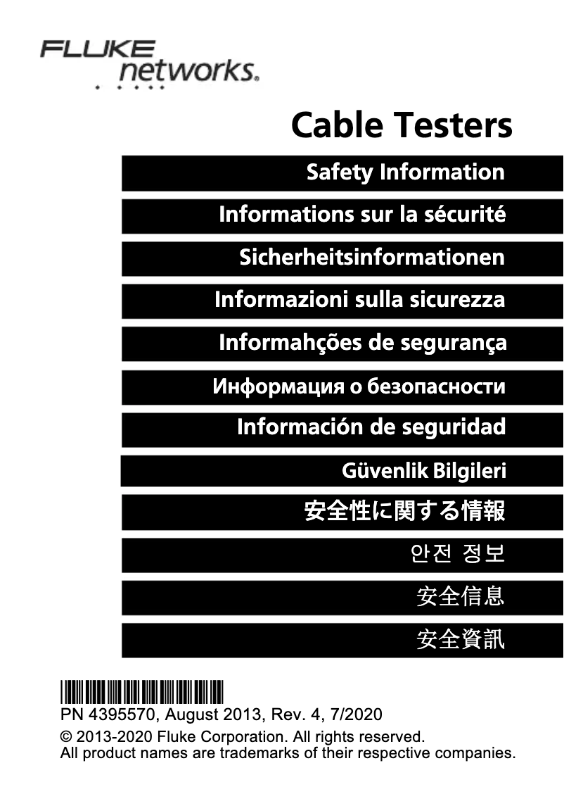 Page 1 de la notice Instructions de sécurité Fluke MicroScanner Networks 2