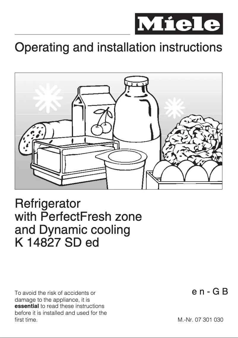 Page 1 de la notice Manuel utilisateur Miele K 14827 SDed