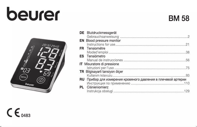 Page n°1 - Manuel utilisateur Beurer BM 58