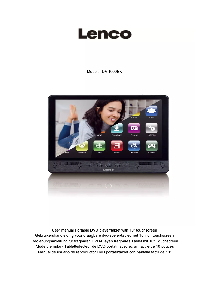 Page 1 de la notice Manuel utilisateur Lenco TDV-1000