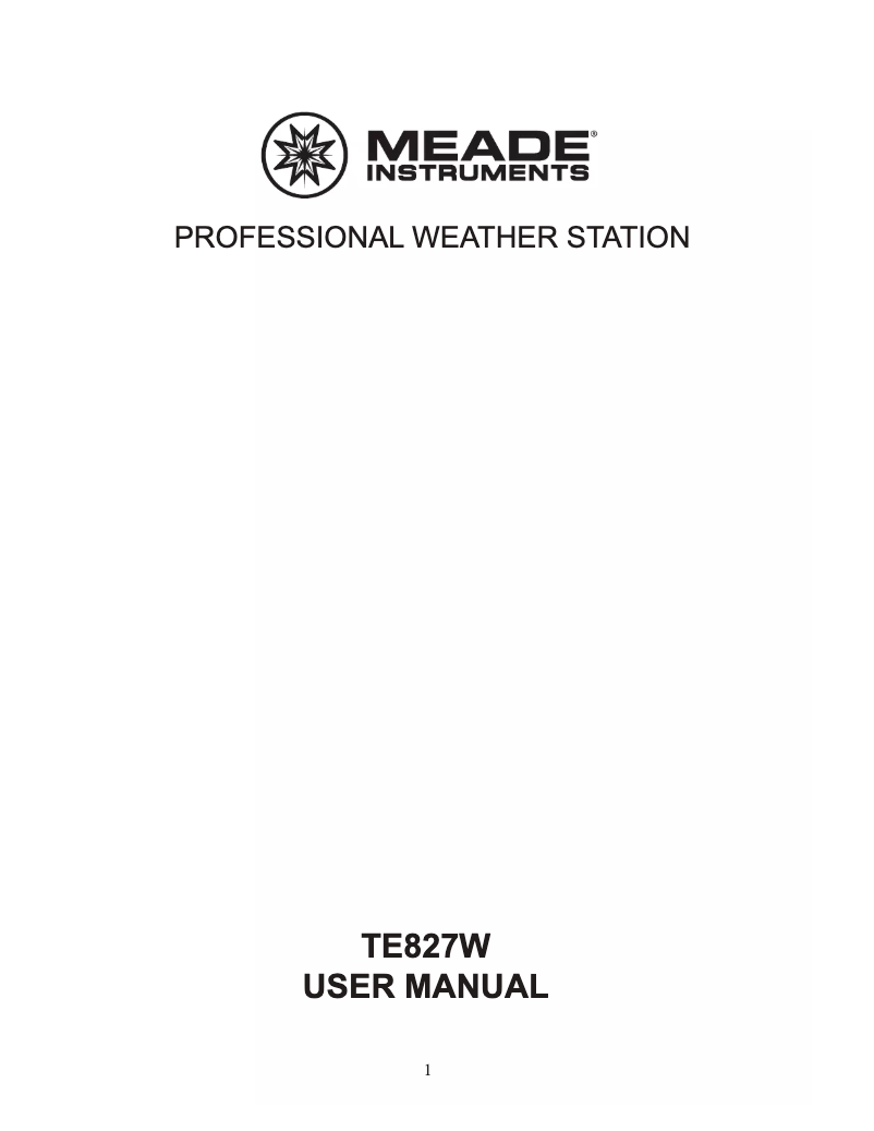 Page n°1 - Manuel utilisateur Meade TE827W