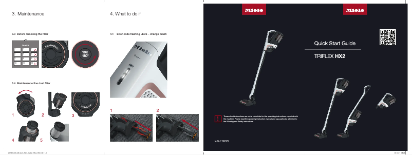 Page 1 de la notice Guide de démarrage rapide Miele Triflex HX2 Pro