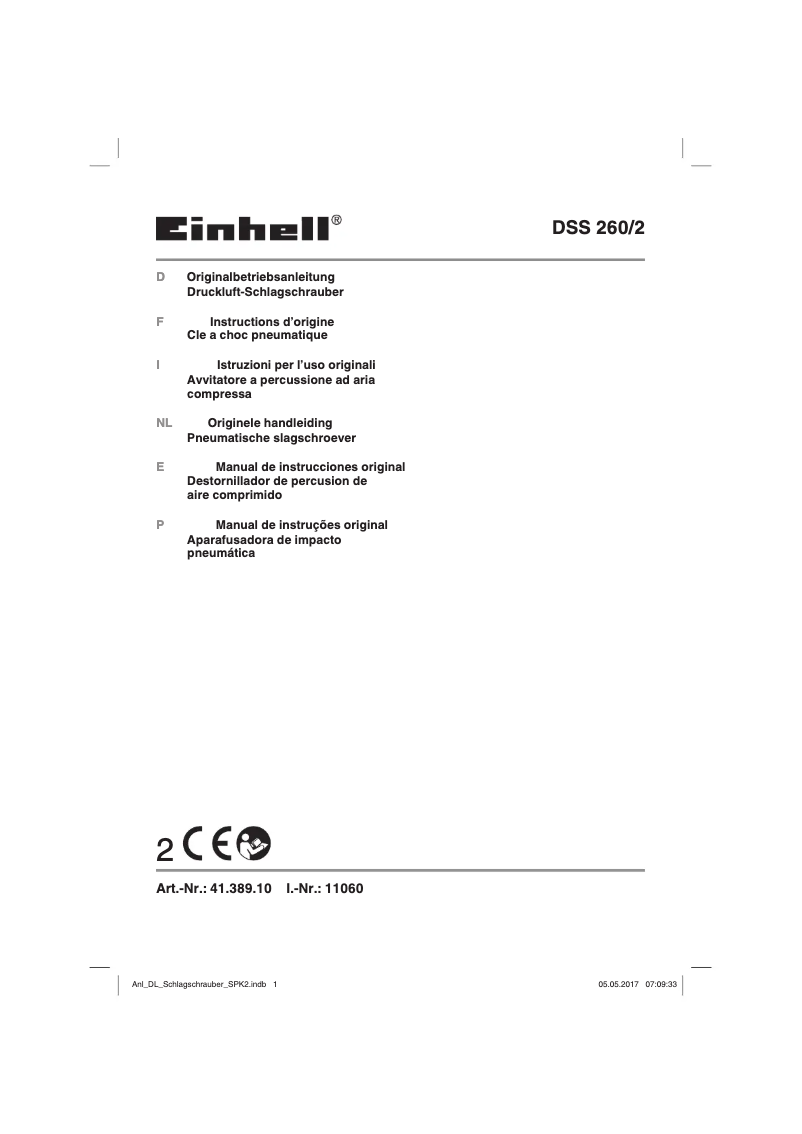 Page n°1 - Manuel utilisateur Einhell DSS 260/2