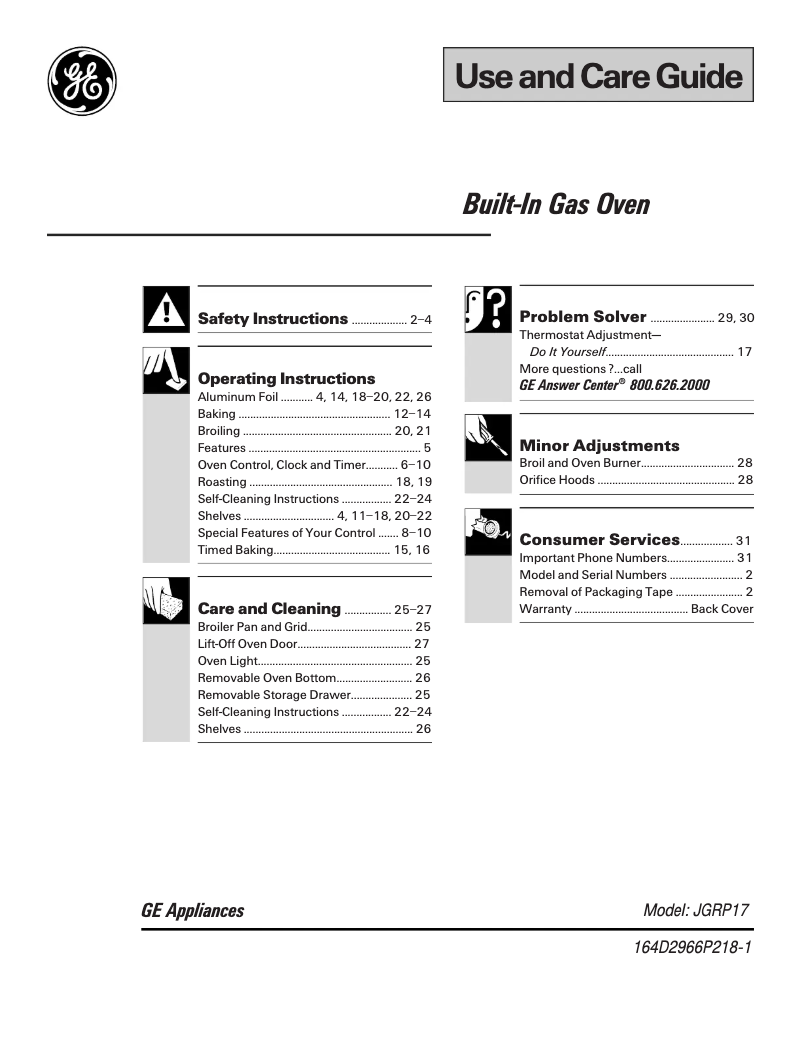 Image de la première page du manuel de l'appareil JGRP17WEWWW