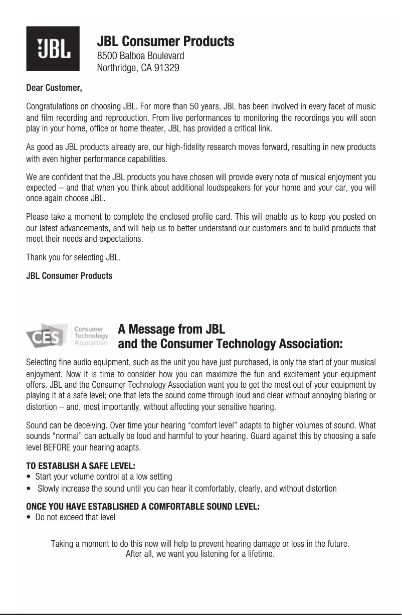 Page 1 de la notice Informations de garantie JBL Flip 6