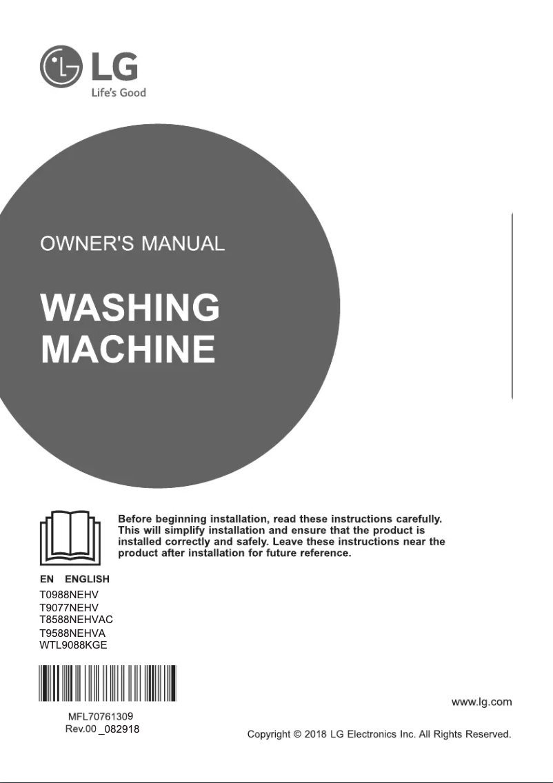 Page n°1 - Manuel utilisateur LG WTL9088KGE