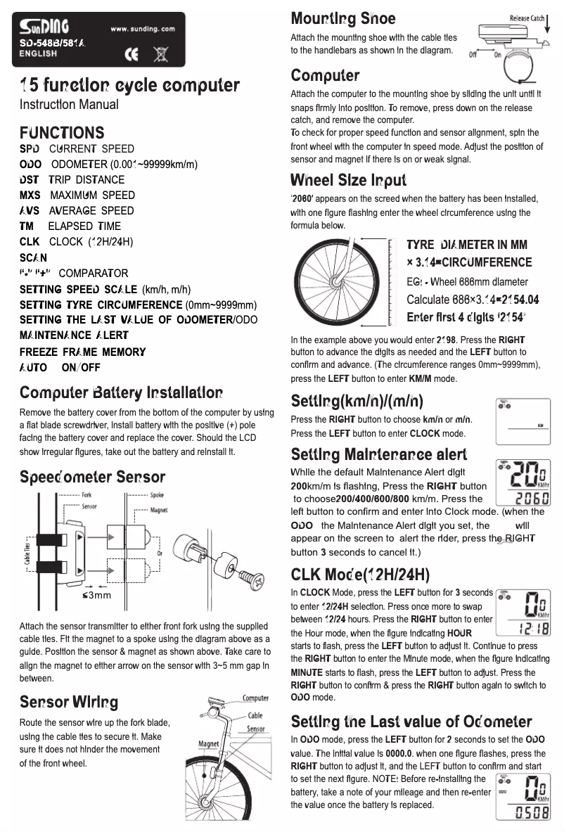Page 1 de la notice Manuel utilisateur Sunding SD-581A