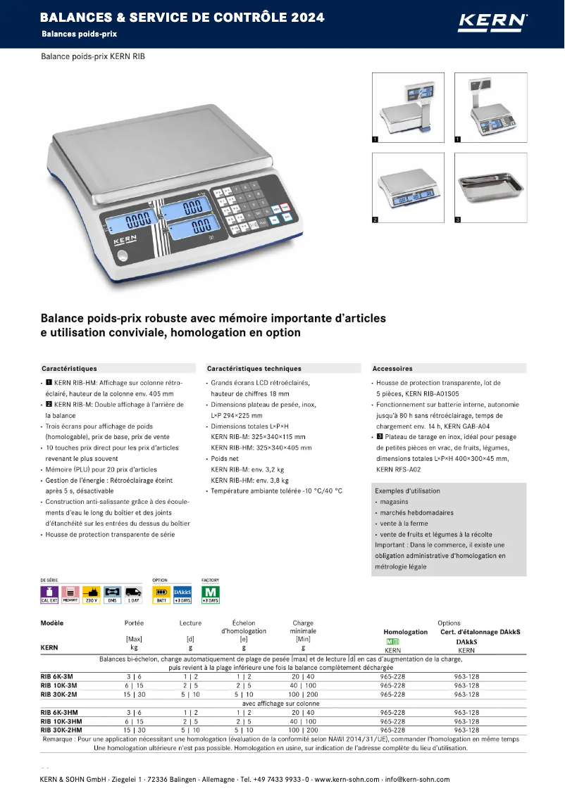 Page 1 de la notice Brochure Kern RIB 10K-3HM