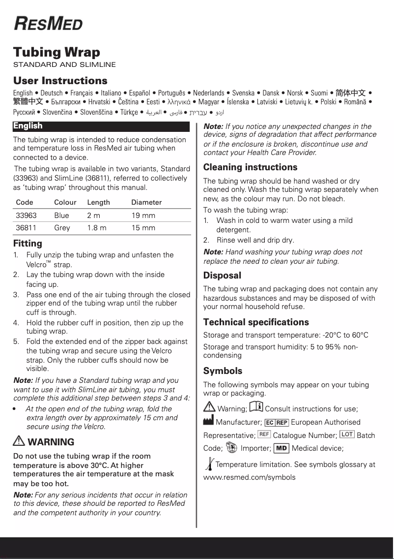 Image de la première page du manuel de l'appareil Tubing Wrap