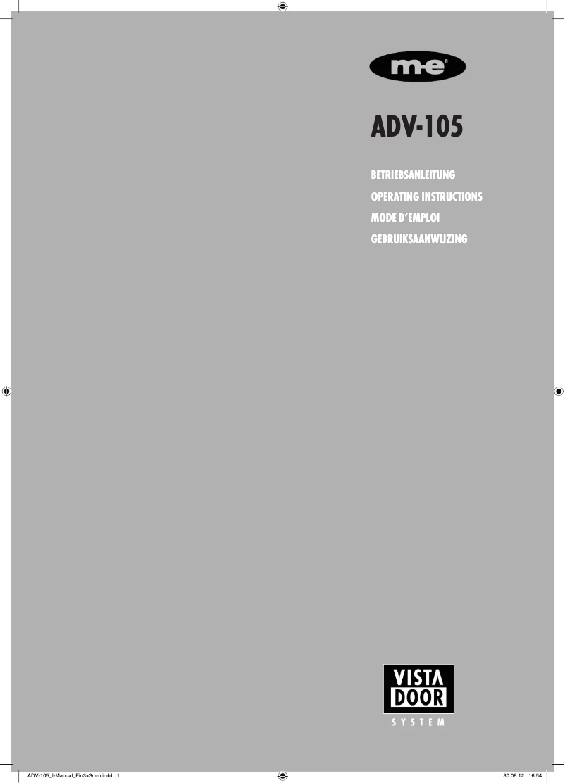 Image de la première page du manuel de l'appareil ADV-105