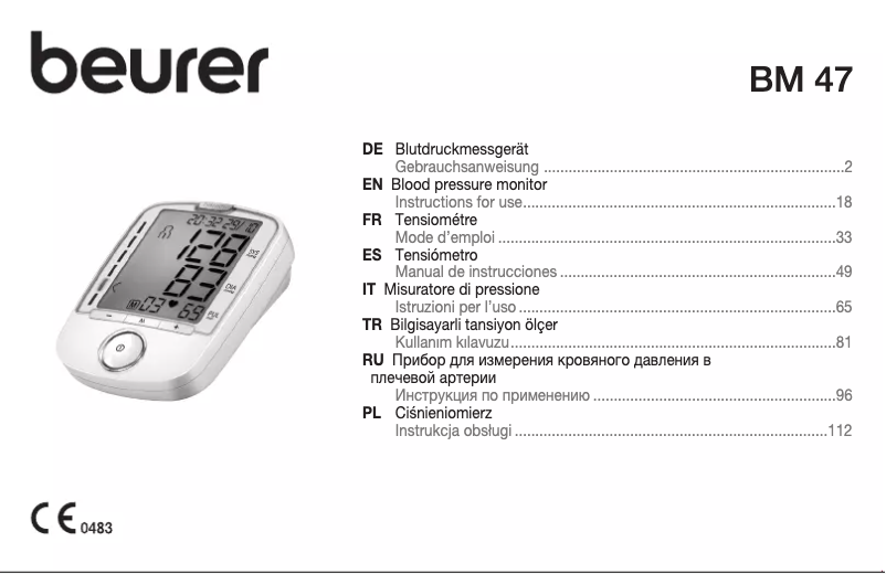 Page 1 de la notice Manuel utilisateur Beurer BM 47
