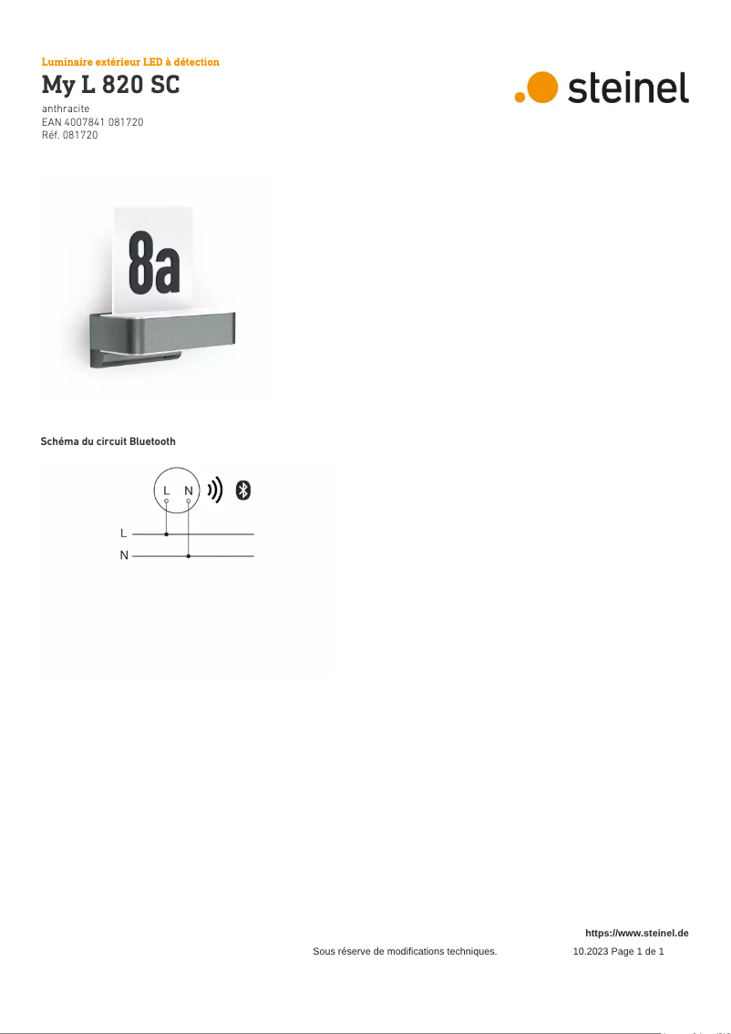 Page n°1 - Schéma de câblage Steinel L 820 SC