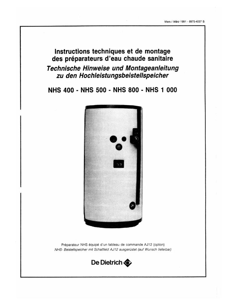Page 1 de la notice Manuel utilisateur De Dietrich NHS 800