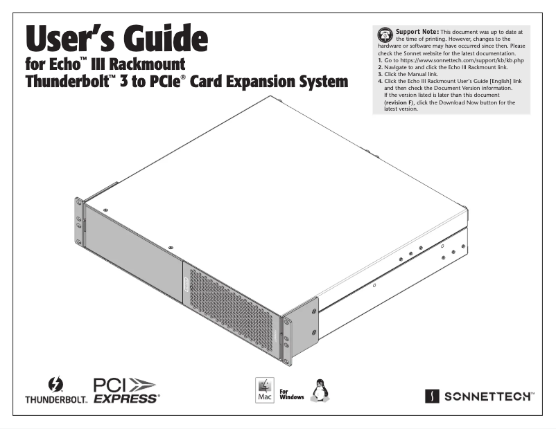 Page n°1 - Manuel utilisateur Sonnet Echo III Rackmount