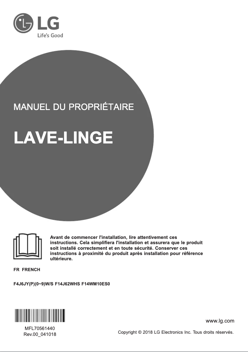 Page n°1 - Manuel utilisateur LG F14J62WHS