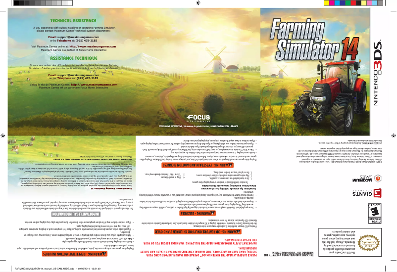 Image de la première page du manuel de l'appareil Farming Simulator 14
