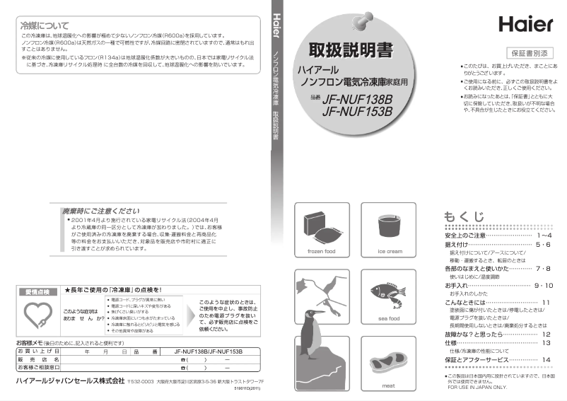 Image de la première page du manuel de l'appareil JF-NUF153B