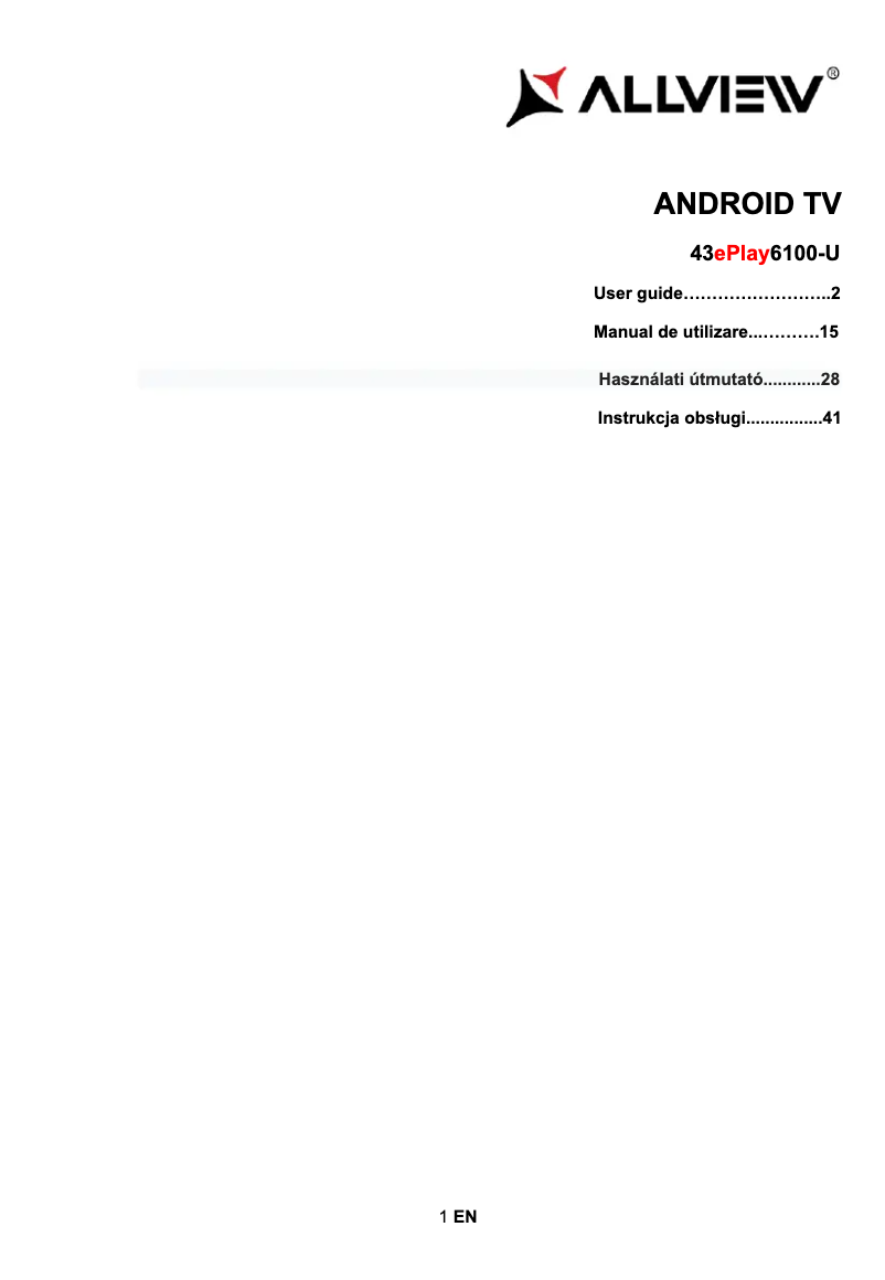 Image de la première page du manuel de l'appareil 43ePlay6100-U