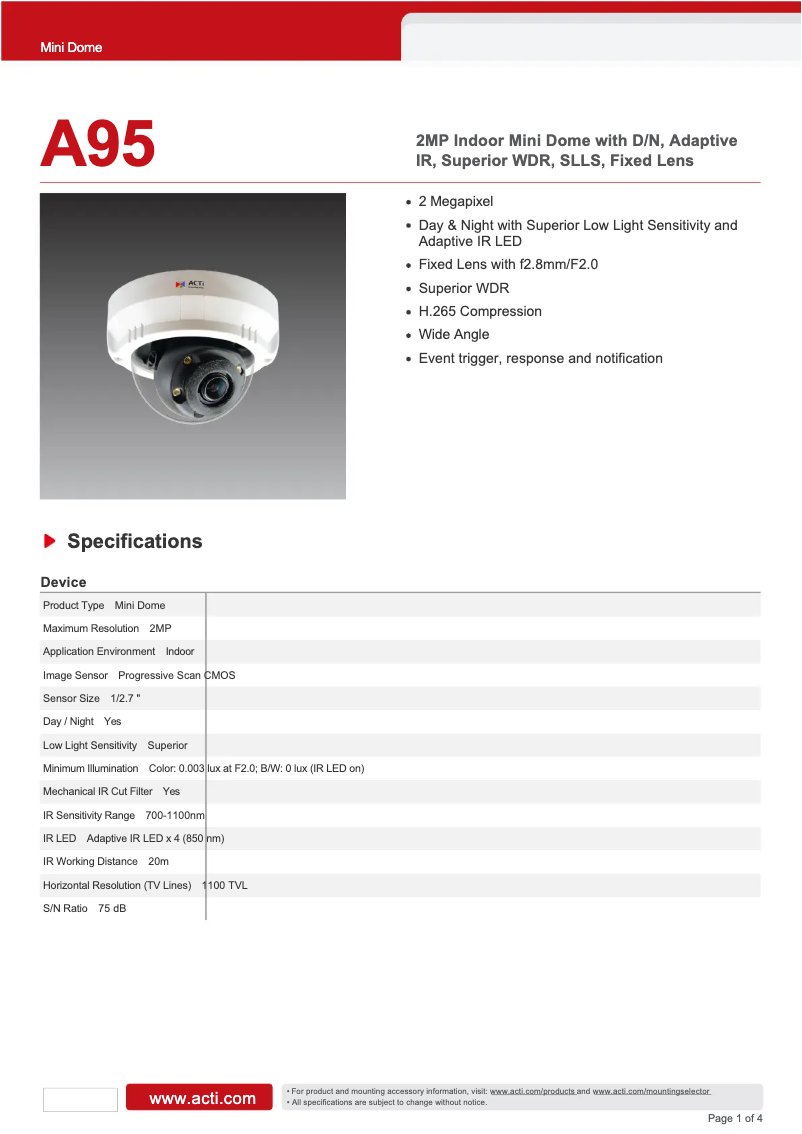 Image de la première page du manuel de l'appareil A95