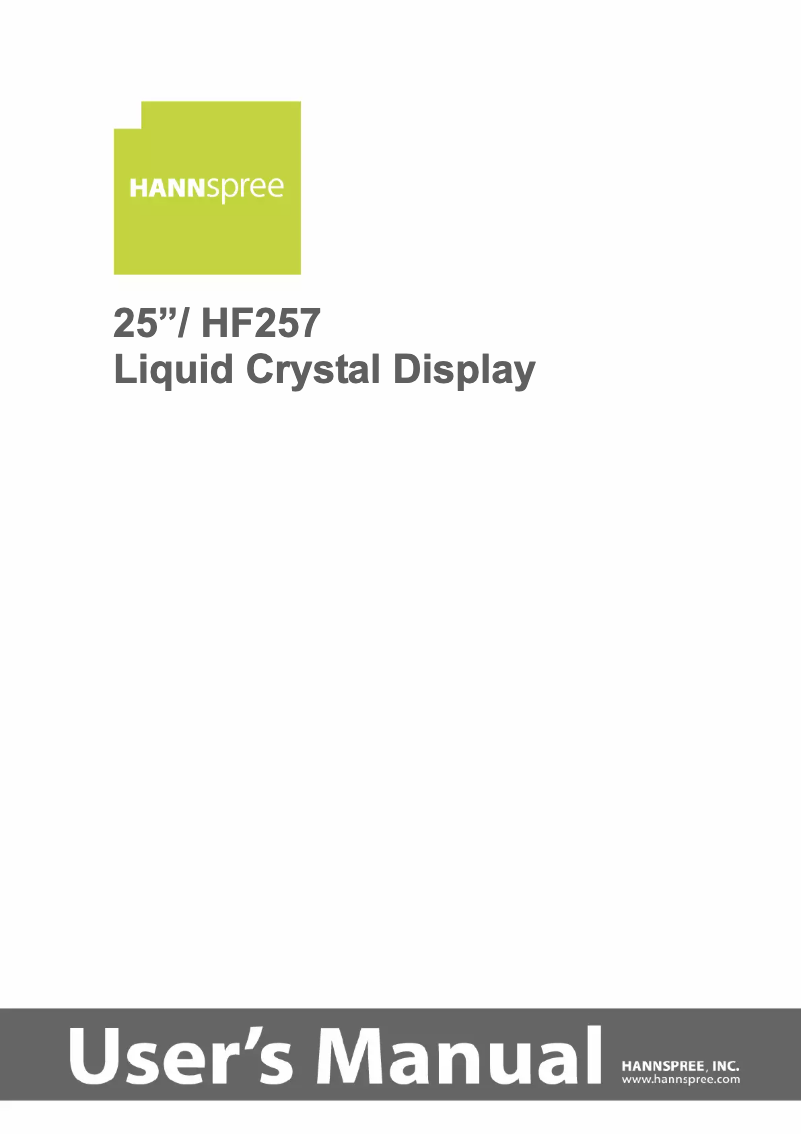 Page 1 de la notice Manuel utilisateur Hanns.G HF257HPB