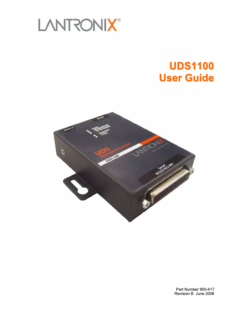 Page n°1 - Manuel utilisateur Lantronix UDS1100