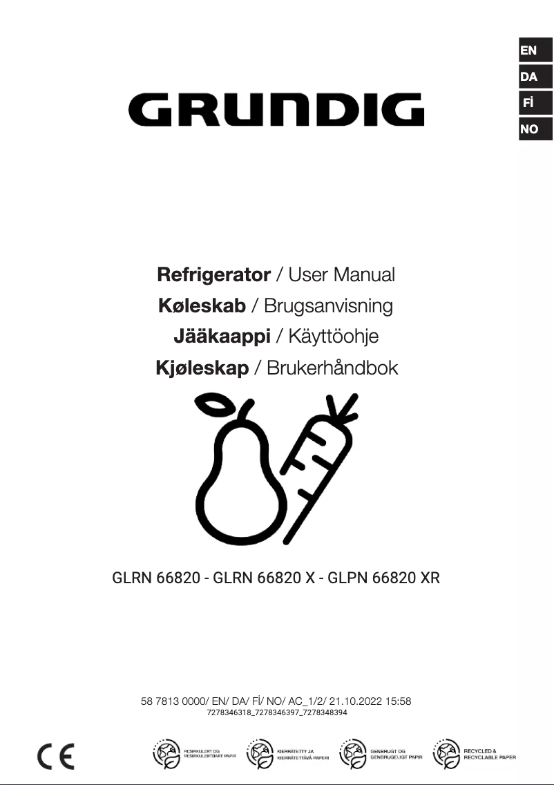 Page 1 de la notice Manuel utilisateur Grundig GLRN 66820