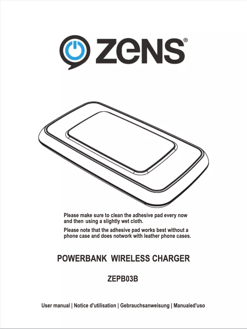 Image de la première page du manuel de l'appareil Wireless Charger ZEPB03B